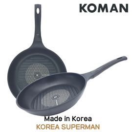 [KOMAN] BlackWin Titanium Coated Grill Pan 28cm - Nonstick Cookware 6-Layers Coationg Frying Pan - Made in Korea
